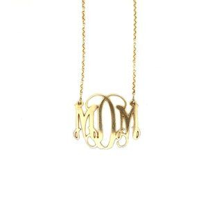 Gold Over Silver 925 Mom Monogram Necklace